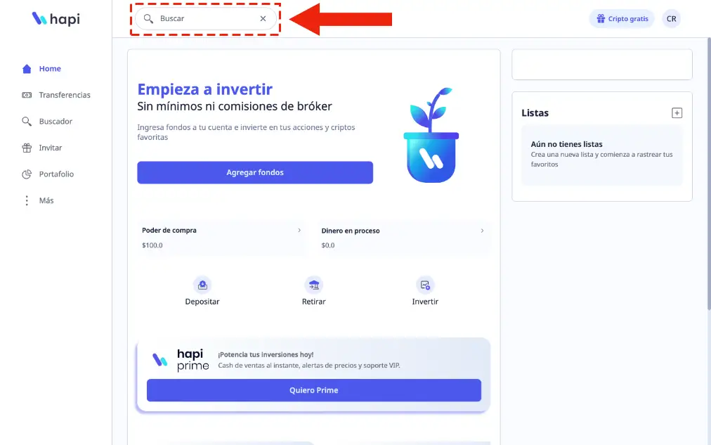 Comprar acciones de Nvidia en Hapi - Paso 1