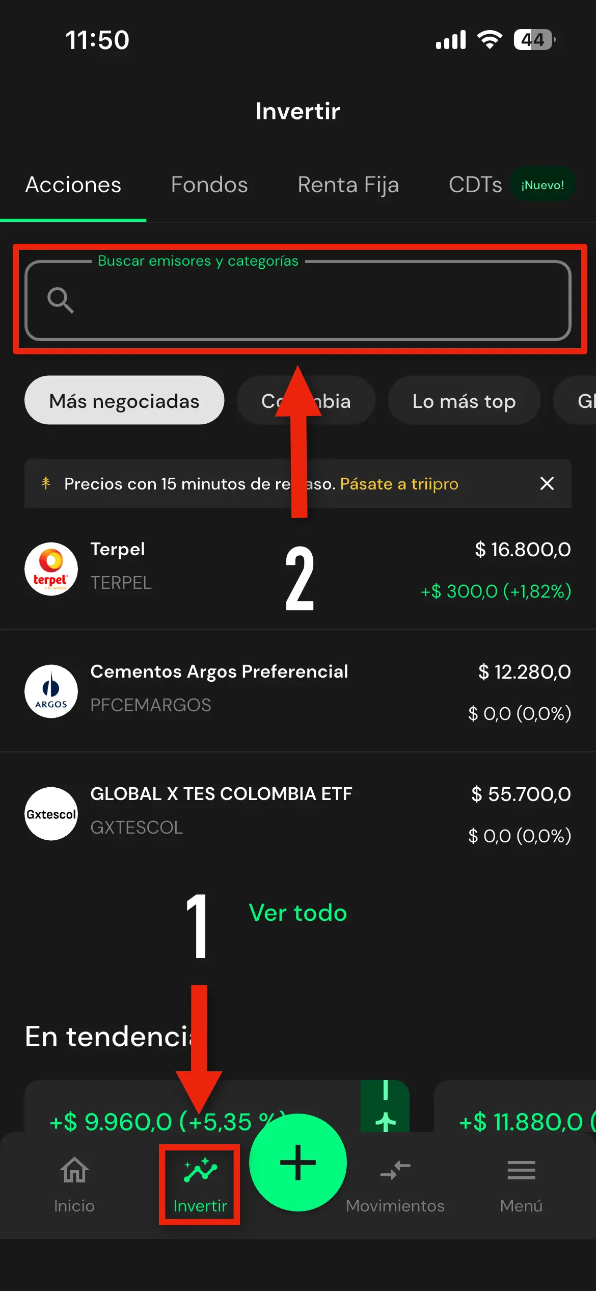 como comprar acciones de Coca Cola a través de Trii - Paso #1