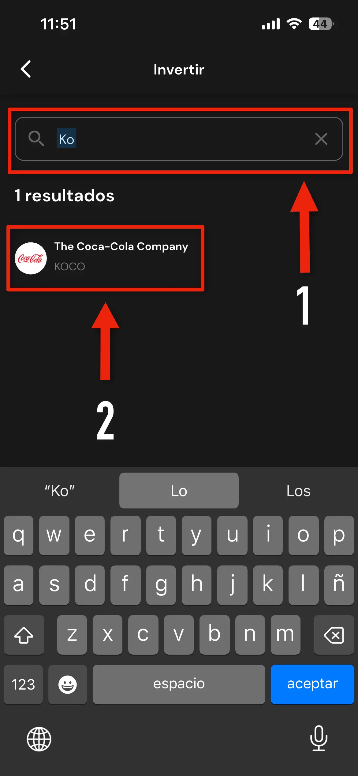como comprar acciones de Coca Cola a través de Trii paso #2