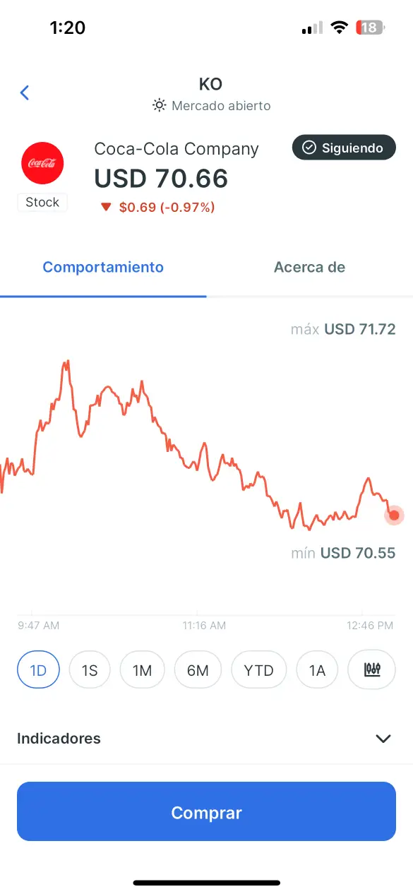 Comprar acciones de Coca Cola en Tyba - Paso 4