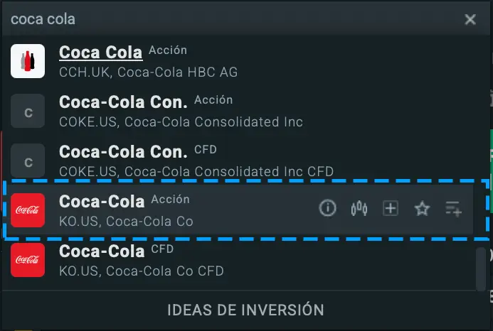 Comprar acciones de Coca Cola en XTB - Paso 2