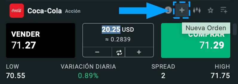 Comprar acciones de Coca Cola en XTB - Paso 3