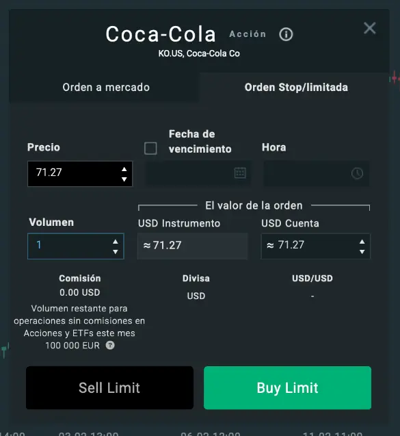 Comprar acciones de Coca Cola en XTB - Paso 4 - Opcional